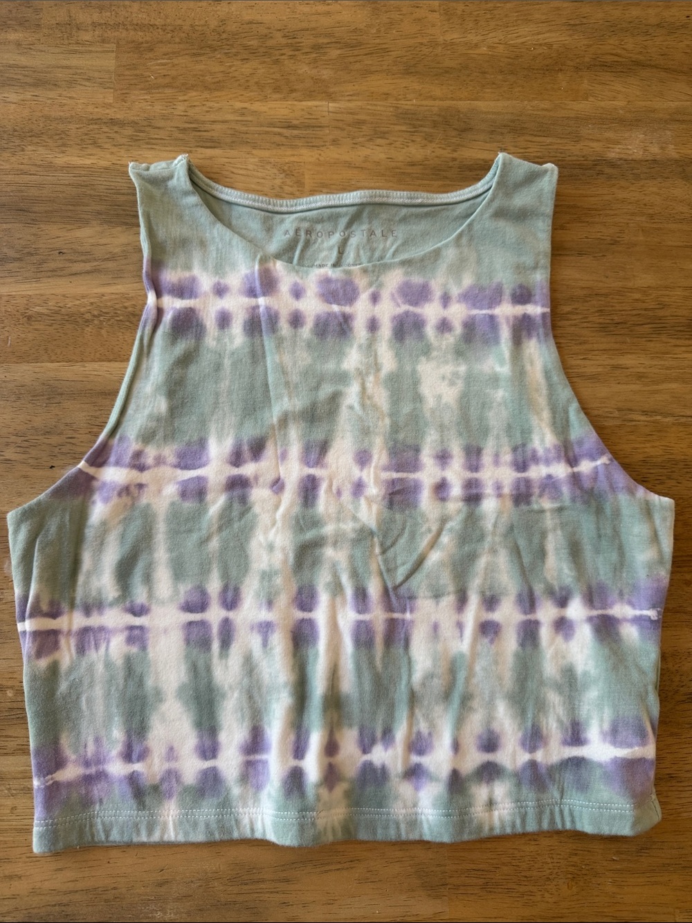 Aeropostale Pastel Tie-Dye Crop Tank in Mint & Lavender